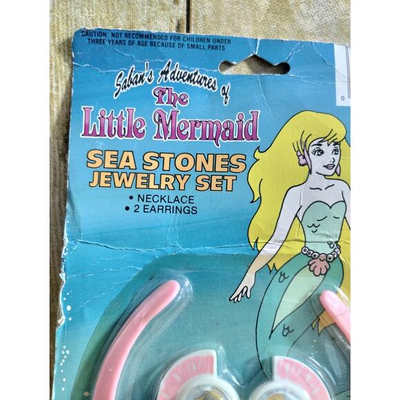 Vtg Saban Adventures Of the Little Mermaid Sea Stones Pink Jewelry Set (ebox d) - Picture 2 of 4